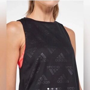 Adidas Running Tank Top Black 2XS Holographic Style Logo Reflective Back Women’s